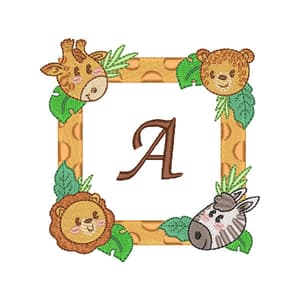 Matriz de bordado Moldura Safari com Inicial