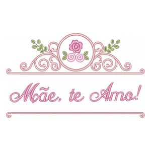 Matriz de bordado Moldura Floral com Frase