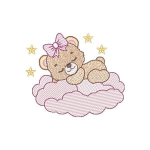 Sleeping Teddy Bear (Quick Stitch) Embroidery Design