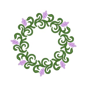 Matriz de bordado Arabesco Moldura Ramos de Lavanda