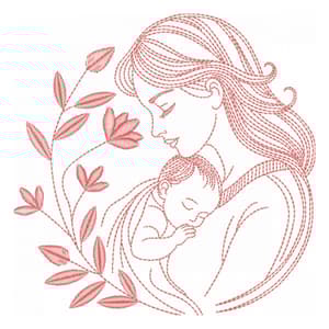 Matriz de bordado Mãe segurando bebê