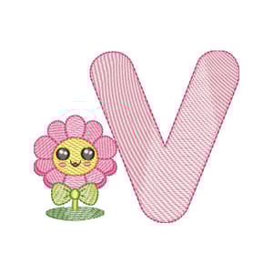 Letra V Florzinha Fofa (Pontos Leves)