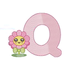Letra Q Florzinha Fofa (Pontos Leves)