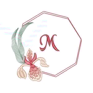 Matriz de bordado Moldura com Orquideas (Rippled)