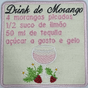 Matriz de bordado Porta Copo Drink de Morango (Aplique)