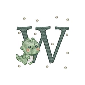 Matriz de bordado Letra W Dinossauro (Pontos Leves)