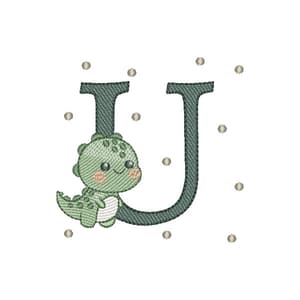Matriz de bordado Letra U Dinossauro (Pontos Leves)