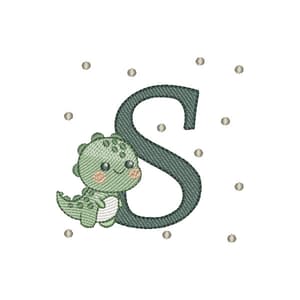 Matriz de bordado Letra S Dinossauro (Pontos Leves)