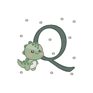 Matriz de bordado Letra Q Dinossauro (Pontos Leves)