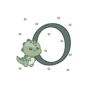 Matriz de bordado Letra O Dinossauro (Pontos Leves)