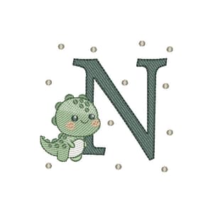 Matriz de bordado Letra N Dinossauro (Pontos Leves)