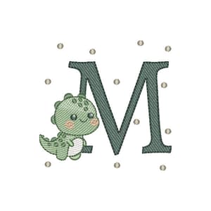 Matriz de bordado Letra M Dinossauro (Pontos Leves)