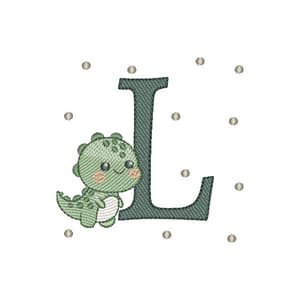 Matriz de bordado Letra L Dinossauro (Pontos Leves)