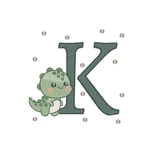 Matriz de bordado Letra K Dinossauro (Pontos Leves)