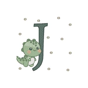 Matriz de bordado Letra J Dinossauro (Pontos Leves)