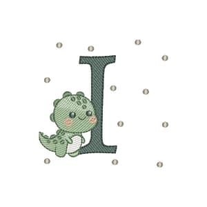 Matriz de bordado Letra I Dinossauro (Pontos Leves)