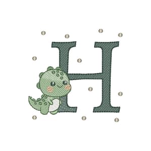 Matriz de bordado Letra H Dinossauro (Pontos Leves)