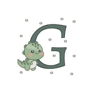 Matriz de bordado Letra G Dinossauro (Pontos Leves)