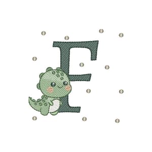 Matriz de bordado Letra F Dinossauro (Pontos Leves)