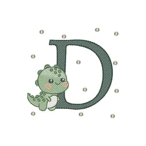 Matriz de bordado Letra D Dinossauro (Pontos Leves)