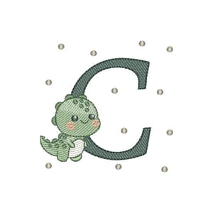 Matriz de bordado Letra C Dinossauro (Pontos Leves)