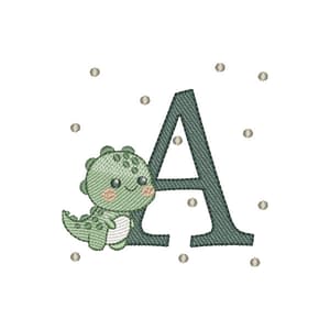 Matriz de bordado Letra A Dino (Pontos Leves)