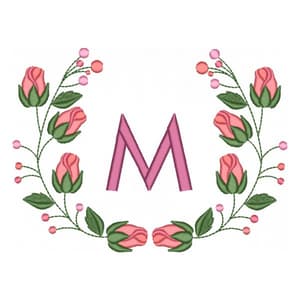 Matriz de bordado Moldura Botões de Rosa Dia das Mães