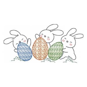 Matriz de bordado Coelhos em contorno (Pontos Leves)