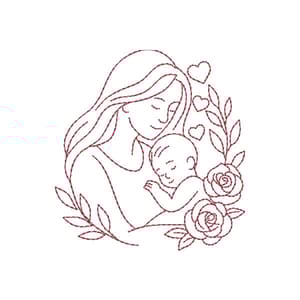 Matriz de bordado Mãe e Bebê (Redwork)