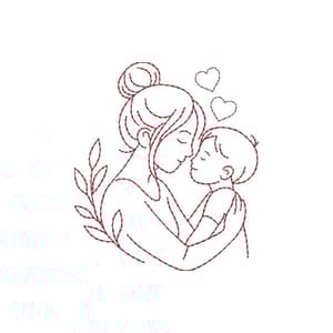 Matriz de bordado Mãe e Filho (Redwork)