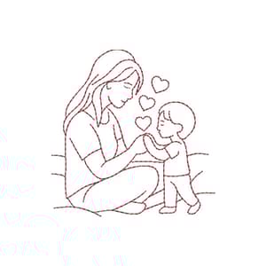 Matriz de bordado Mãe e Filho (Redwork)
