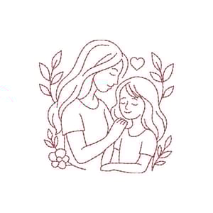 Matriz de bordado Mãe e Filha (Redwork)