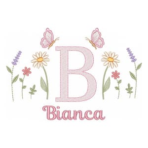 Letra B com Jardim e Borboletas (Pontos Leves)