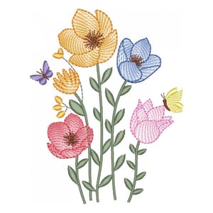 Matriz de bordado Arranjo Floral Degradê (Ponto Leves)