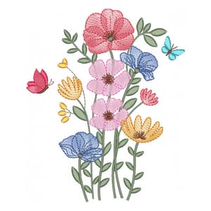 Matriz de bordado Arranjo Floral Degradê (Pontos Leves)