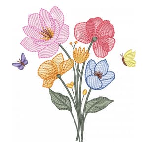 Matriz de bordado Arranjo Floral Degradê (Pontos Leves)