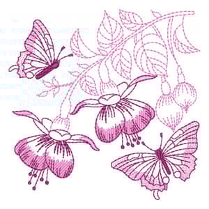 Matriz de bordado Flores em Contorno