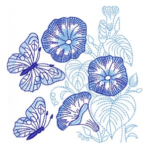 Matriz de bordado Flores em Contorno