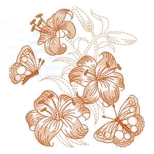 Matriz de bordado Flores em Contorno