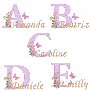 Pacote de Matrizes Alfabeto Delicado com Floral (Pontos Leves)