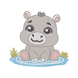 Hippo (Quick Sticth) Embroidery Design