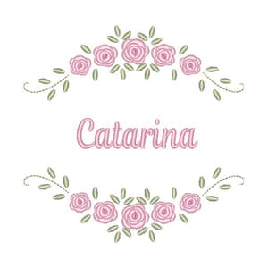 Matriz de bordado Moldura com Rosas e Nome