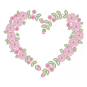 Matriz de bordado Coração Com Rosas