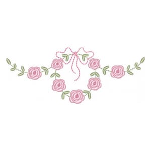 Matriz de bordado Arranjos com Laço e Rosas
