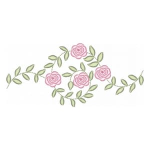 Matriz de bordado Arranjo com Folhas e Rosas
