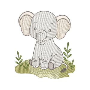 Matriz de bordado Elefante Cute (Pontos Leves)