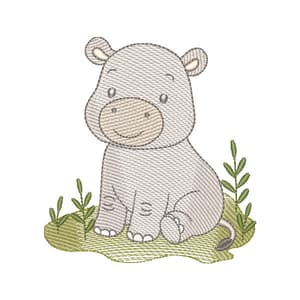 Cute Hippo (Quick Stitch) Embroidery Design