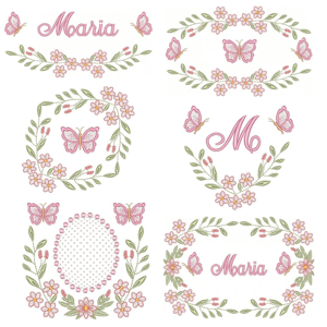 Pacote de Matrizes Moldura Floral com Borboleta