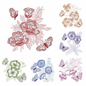 Pacote de Matrizes Flores em Contorno