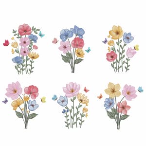 Pacote de Matrizes Arranjo Floral Degradê (Pontos Leves)